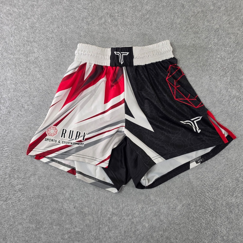 Takedown Ruby Sports Wrestling MMA Grappling Shorts Mens Small Red Black White